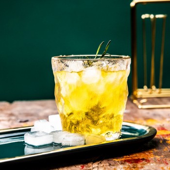 Набор стаканов Glacier с золотым ободком, 2×300 мл - рельефные стаканы для виски, коктейлей, воды