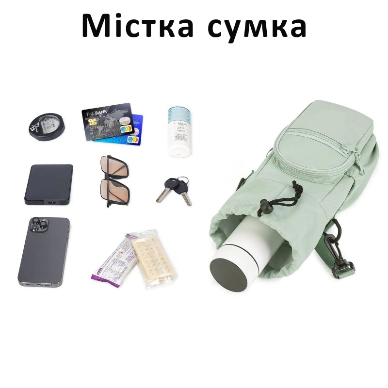Термосумка-чохол для пляшки 590-1180 мл з термоізоляцією, регульованим плечовим ременем та кишенями, бірюзова