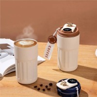 Термокухоль для кави Display Coffee 450мл з індикатором температури та подвійними стінками, бежевий