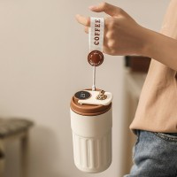 Термокухоль для кави Display Coffee 450мл з індикатором температури та подвійними стінками, бежевий
