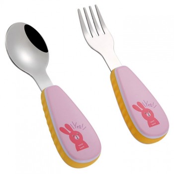 Дитячий набір столових приборів у футлярі Good, ложка та вилка з нержавіючої сталі, з 12 місяців, рожевий