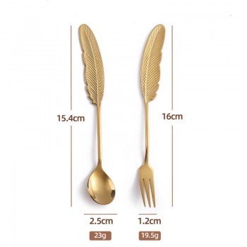 Набір десертних ложок та вилок Mood Spoons "Перо" 10 штук