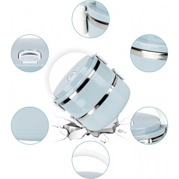 Круглый двухярусный термо ланч бокс Toff 1400 мл - голубой