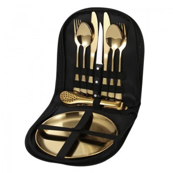 Набір столових приборів для пікніка кемпінгу із нержавіючої сталі, 10 шт. на 2 персони