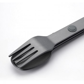 Компактний набір алюмінієвих столових приборів на магнітах 3 предмети, сірий