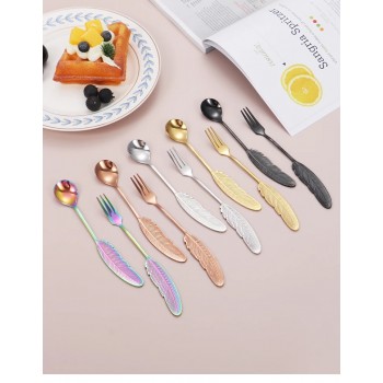 Набір десертних ложок та вилок Mood Spoons "Перо" 10 штук