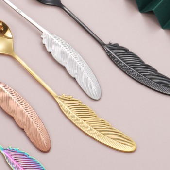 Набір десертних ложок та вилок Mood Spoons "Перо" 10 штук