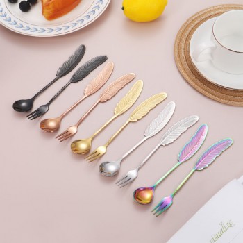 Набір десертних ложок та вилок Mood Spoons "Перо" 10 штук