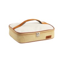 Термосумка для пласких ланч-боксів Beige Flat S, плоска сумка-холодильник для їжі з собою