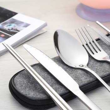 Набор столовых приборов 8 предметов в чехле Luxe, серебро