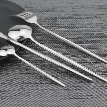 Набор столовых приборов 24 шт. Flat, 6 комплектов: 2 ложки, вилка, нож, серебряный