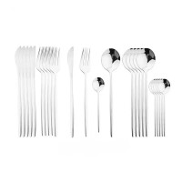 Набор столовых приборов 24 шт. Flat, 6 комплектов: 2 ложки, вилка, нож, серебряный