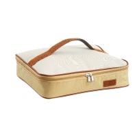 Термосумка для великих пласких ланч-боксів Beige Flat L, плоска сумка-холодильник для їжі з собою