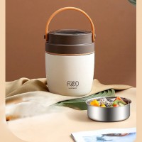 Термо ланч-набір Food Time, ланч-бокс з сумкою та ложкою, 1000 мл, коричневий