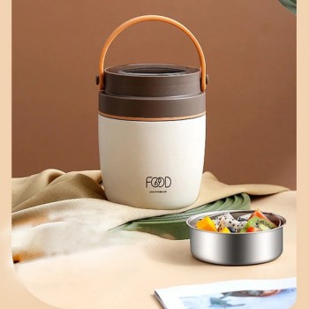 Термо ланч-набір Food Time, ланч-бокс з сумкою та ложкою, 1000 мл, коричневий