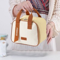 Термосумка для ланч-боксів і термо супниць Beige Soup, сумка-холодильник для обідів з фронтальною кишенею