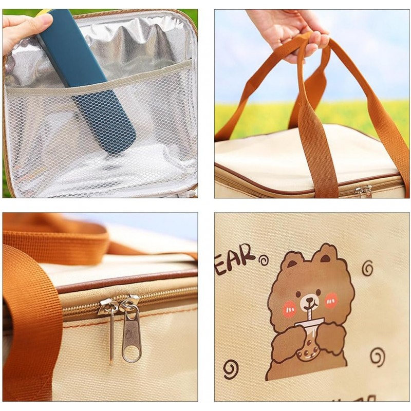 Детская термосумка для еды и ланчбоксов Beige Bear, сумка-холодильник для обедов