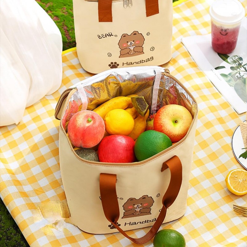 Детская термосумка для еды и ланчбоксов Beige Bear, сумка-холодильник для обедов