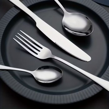 Набор столовых приборов 24 шт. Butterfly, 6 комплектов: 2 ложки, вилка, нож, серебряный