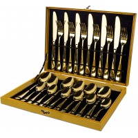 Набор столовых приборов Royal Gold на 24 предмета (6 персон) в подарочном золотом кейсе