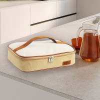 Термосумка для пласких ланч-боксів Beige Flat S, плоска сумка-холодильник для їжі з собою