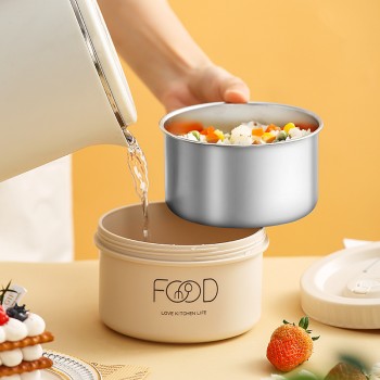 Термо ланч-бокс Kitchen Food на 3 яруси з термосумкою та приборами, 1540 мл, бежевий