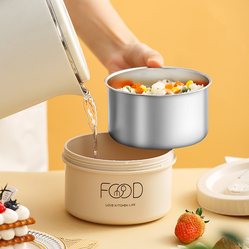 Термо ланч-бокс Kitchen Food на 3 яруси з термосумкою та приборами, 1540 мл, бежевий