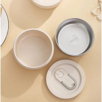 Термо ланч-бокс Kitchen Food на 3 яруси з термосумкою та приборами, 1540 мл, бежевий