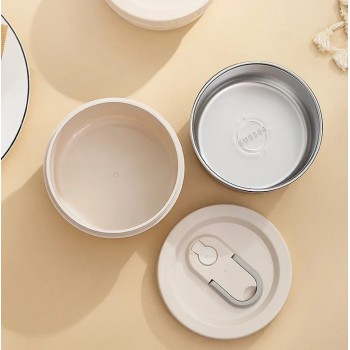 Термо ланч-бокс Kitchen Food на 3 яруси з термосумкою та приборами, 1540 мл, бежевий