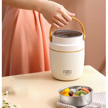 Термо ланч-набір Food Time, ланч-бокс з сумкою та ложкою, 1000 мл, бежевий