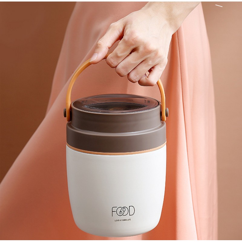 Термо ланч-набір Food Time, ланч-бокс з сумкою та ложкою, 1000 мл, коричневий