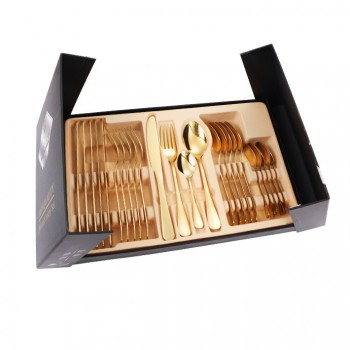 Набор столовых приборов 24 шт. Butterfly, 6 комплектов: 2 ложки, вилка, нож, золотой