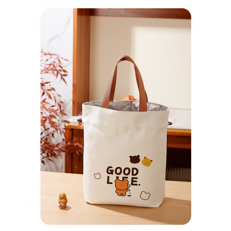 Термосумка-шоппер на завязках Beige Good Life, компактная сумка-холодильник для еды с собой