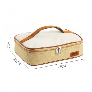 Термосумка для пласких ланч-боксів Beige Flat S, плоска сумка-холодильник для їжі з собою