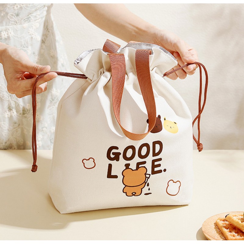 Термосумка-шоппер на завязках Beige Good Life, компактная сумка-холодильник для еды с собой