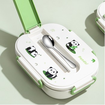 Ланч-бокс для детей 1000 мл на 2 отделения, нержавеющая сталь, герметичный, Mai Panda