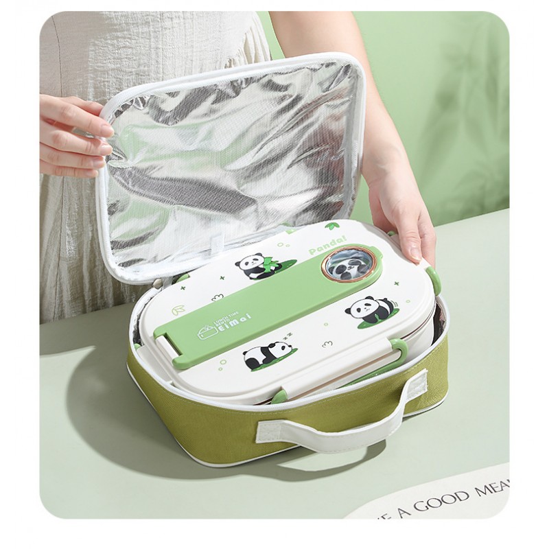 Детская плоская термосумка с милым дизайном, ланч-бег для плоских боксов Mai Dinosaur