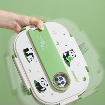 Ланч-бокс для детей 1000 мл на 2 отделения, нержавеющая сталь, герметичный, Mai Panda