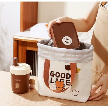 Термосумка-шоппер на завязках Beige Good Life, компактная сумка-холодильник для еды с собой