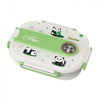 Ланч-бокс для детей 1000 мл на 2 отделения, нержавеющая сталь, герметичный, Mai Panda