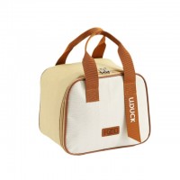 Термосумка для ланч-боксів і термо супниць Beige Soup, сумка-холодильник для обідів з фронтальною кишенею