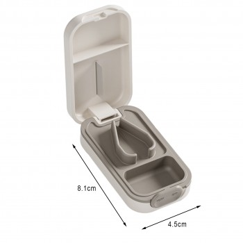 Делитель для таблеток, карманная таблетница на одну ячейку Easy Cutter, серо-белая