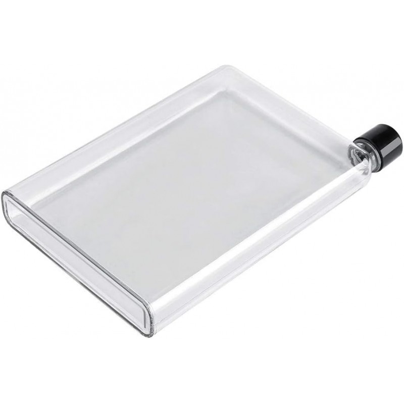 Плоска пляшка для води А4 Memo 750 мл - вузька багаторазова пляшка-блокнот з чорною кришкою