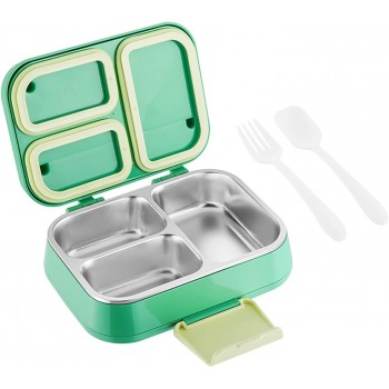 Ланч-бокс 1050мл PRISM двоярусний на 3 відділення, сталь 304, герметичний контейнер для їжі - зелений