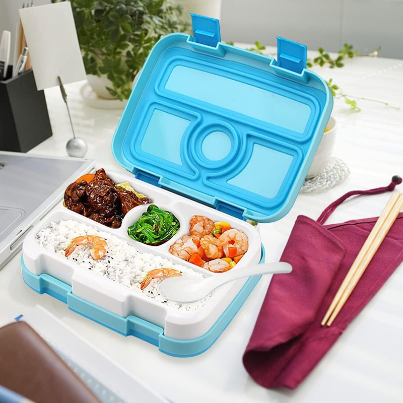 Качественный ланч-бокс на 5 герметичных секций Light 920 мл, голубой