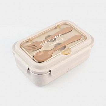 Пластиковий ланч-бокс Ivory 1200 мл, трисекційний контейнер для їжі з столовими приладами