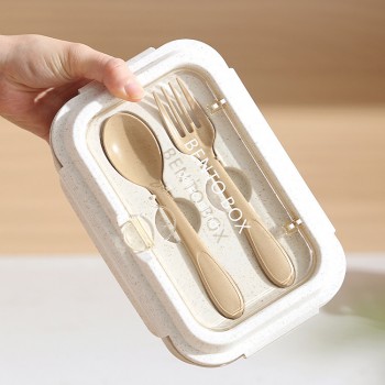 Пластиковий ланч-бокс Ivory 1200 мл, трисекційний контейнер для їжі з столовими приладами