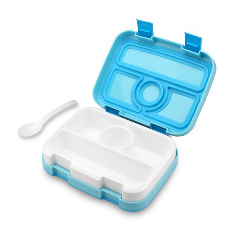 Качественный ланч-бокс на 5 герметичных секций Light 920 мл, голубой