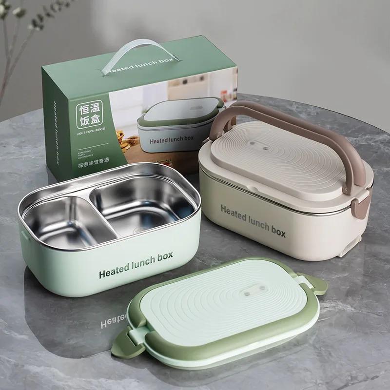 Электрический ланч-бокс с подогревом HOTBOX 1л - компактный, герметичный контейнер для еды 220В, бежевый