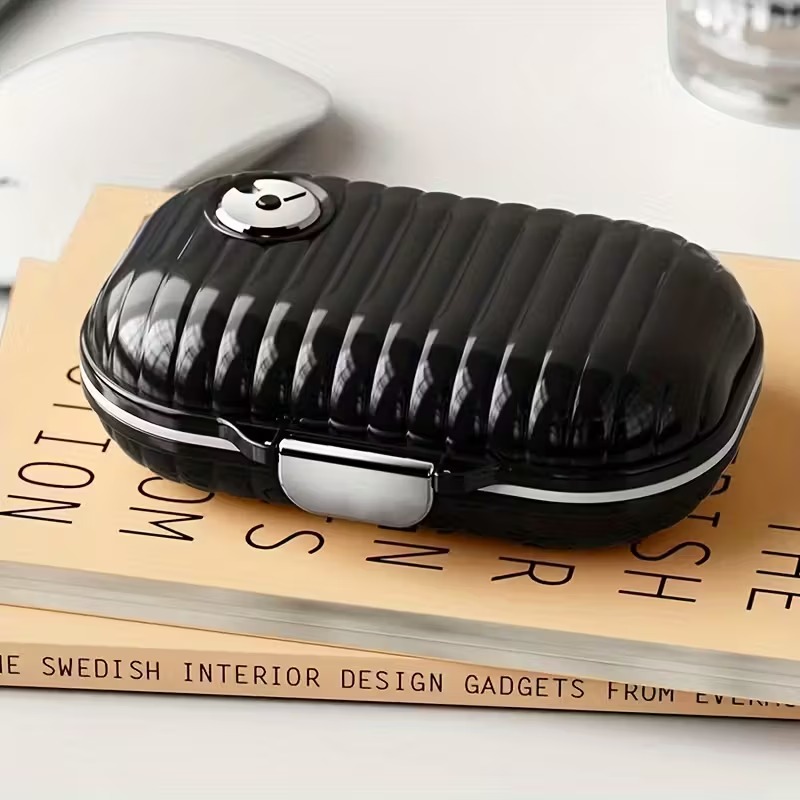 Органайзер для таблеток - вместительная таблетница Style на 7 отделений, размер L, черный